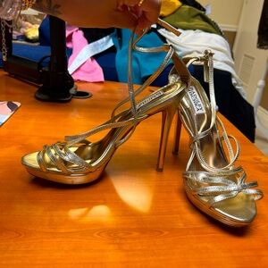 Badgley Mischka Gold Strappy Heels